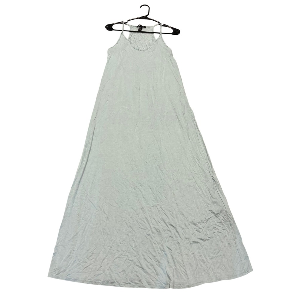 Maxi Dress Womens Medium Sage Green Spaghetti Strap V-Neck Jersey